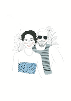 Pareja ilustración Completa - Color + Texto + Ornamentos